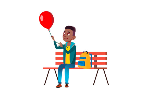 Download School Kid Boy with Air Balloon Vector - Balloon vector Collection