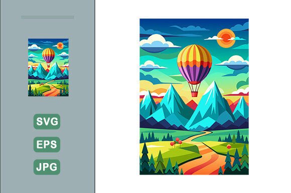 Download Hot Air Balloon Vector Landscape Backgro - Balloon vector Collection
