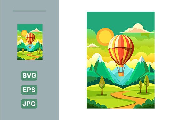Download Hot Air Balloon Vector Landscape Backgro - Balloon vector Collection