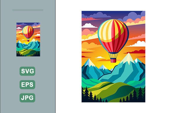 Download Hot Air Balloon Vector Landscape Backgro - Balloon vector Collection