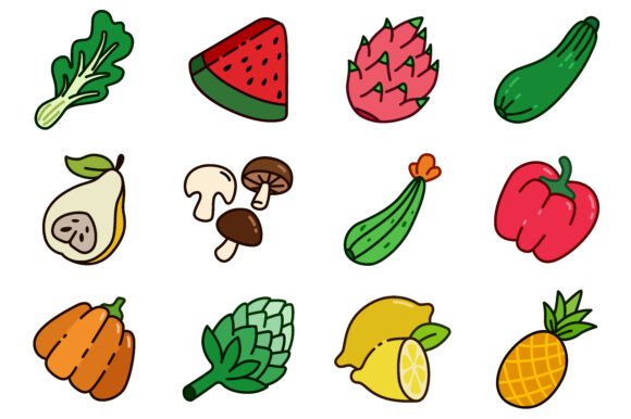 Download Line Style Colorful Vegetable Icons - Premium Bundle