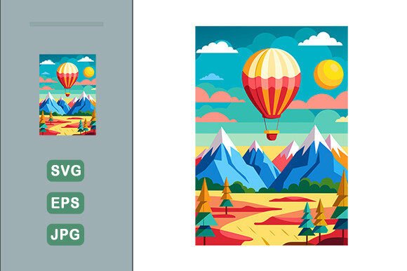 Download Hot Air Balloon Vector Landscape Backgro - Balloon vector Collection